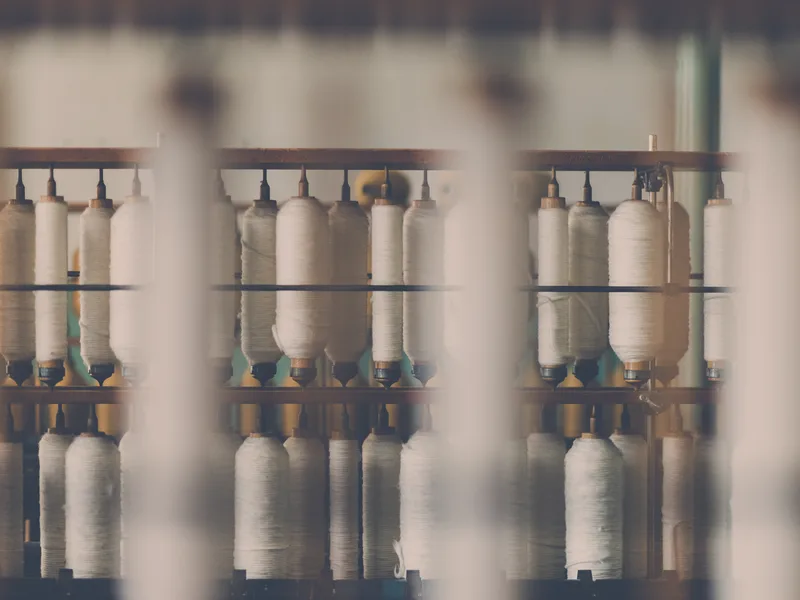 White cotton yarn on spools